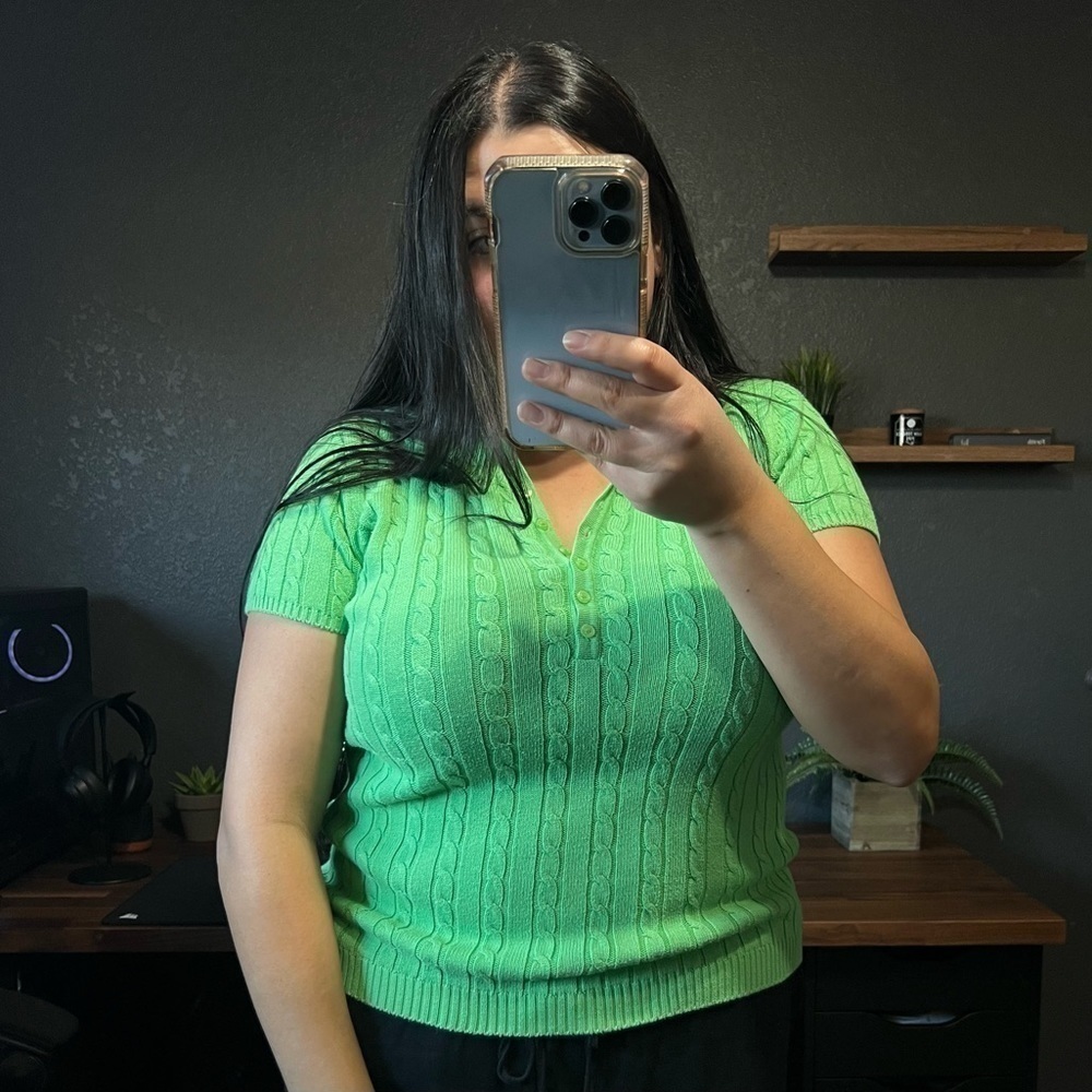 525 America Cable Knit Polo Sweater